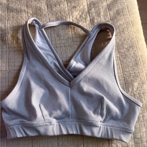 ALO Yoga Light Gray Ribbed Sports Bra